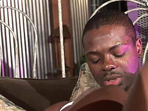 hot sexy ebony babe with wet pussy and monster cock