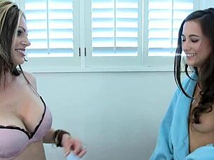 two sexy lesbians got drunk in the cafe and had hot sex with licking