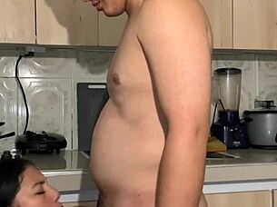 My stepmom says, Fuck me in the kitchen.