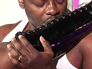 hot sexy ebony babe with wet pussy and monster cock