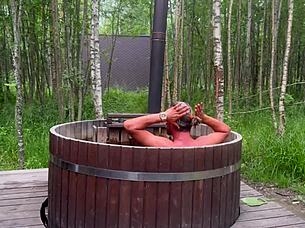 outdoor sex in a hot bath with a cute blonde, so steamy!