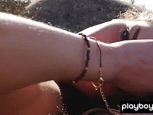 Flat Chested Canadian Beauty Drew Catherine Stripping On A Rock Outdoor!