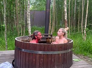 outdoor sex in a hot bath with a cute blonde, so steamy!