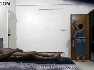 maid samantha gets flashed a hard cock in the house