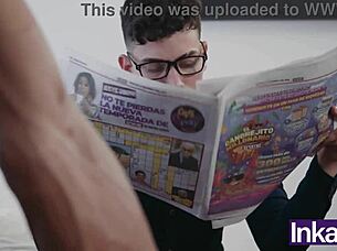 Cheating with big-dicked trainer while boyfriend reads