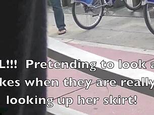 upskirt wife helena price flashes pussy in public, caught on cam