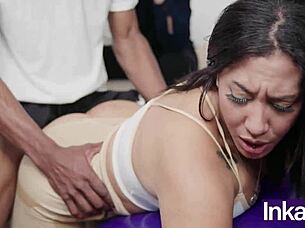 Cheating with big-dicked trainer while boyfriend reads