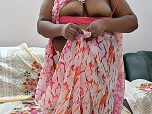 Look at this Indian bhabhi's natural tits on webcam!