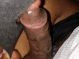 sloppy blowjob on balcony with big black cock