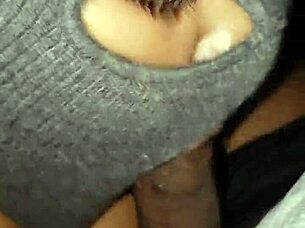 sloppy blowjob on balcony with big black cock