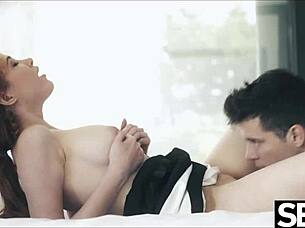 Hot sexy redhead rides her mans cock to intense multiple orgasms!