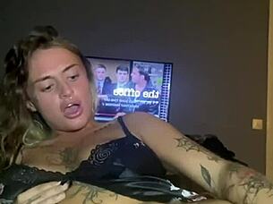 slutty goth with huge tits fingers herself after college