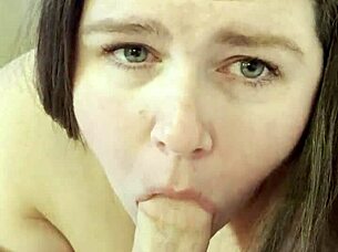 sexy bbw poppy cohen sucking big cock pov, showing tits and ass in casual scene