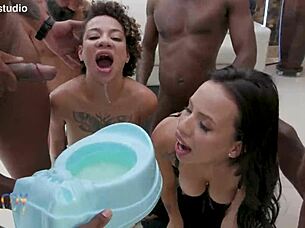 can you handle this 5 on 2 orgy with elisa santos and larinha getting assfucked?