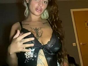 slutty goth with huge tits fingers herself after college