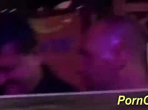 Cock sharing show on public stage