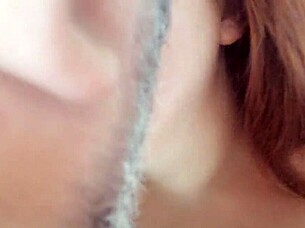 Eating the delicious ass of the chubby redhead milf in sex scene.