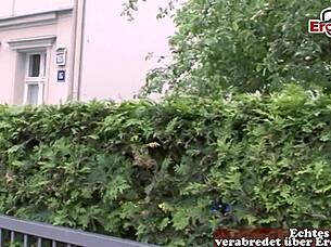 Chubby german housewife persuaded on public street for cash sex