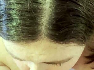 sexy bbw poppy cohen sucking big cock pov, showing tits and ass in casual scene