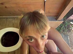 toilet slut whore gagging on deepthroat blowjob