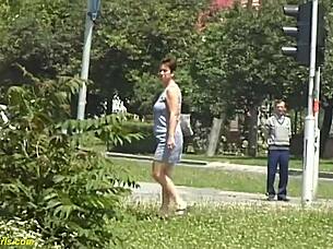 Redhead BBW MILF Boldly Pees In Public