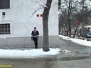 Redhead BBW MILF Boldly Pees In Public