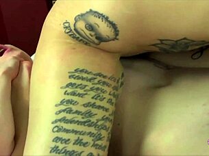 Tattooed Lesbians Kiss and Lick Shaved Pussies, Masturbating to Strong Orgasms
