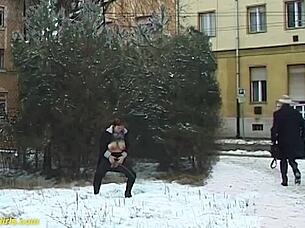 Redhead BBW MILF Boldly Pees In Public