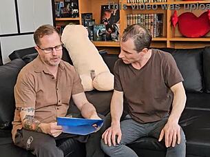 Double penetration scene with anal and deep throat action