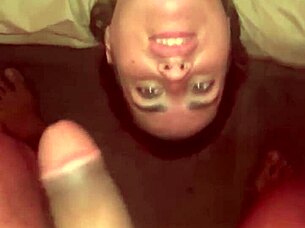 Slutty girlfriend with cotton throat swallows cum after sloppy deepthroat 😏