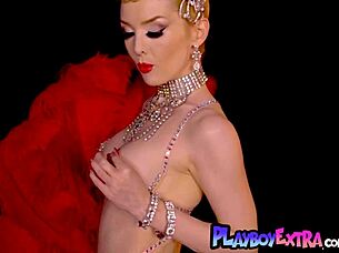 Skinny Big Boobed Blonde Milf Miranda Shining In Slutty Burlesque Costume
