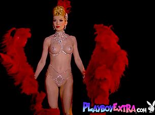 Skinny Big Boobed Blonde Milf Miranda Shining In Slutty Burlesque Costume