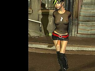 3d shemale in miniskirt and boots ready to party