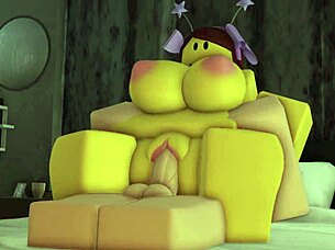 Young and virginal character in a swimsuit gets sexually satisfied by a femboy in Roblox game