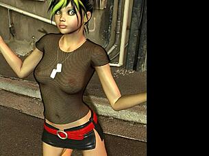 3d shemale in miniskirt and boots ready to party