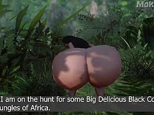 busty whore gets gangbanged by huge black cocks in the forest 3d