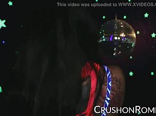 Romi stuffs her shaved pussy with toys