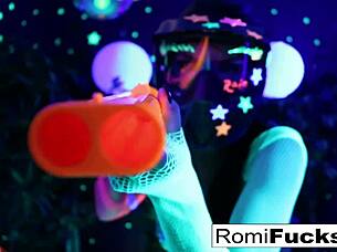 Romi Rain & Dani Lesbian Black-Light Fun!