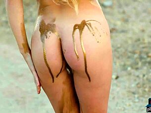 Young Babe Strips in Desert with Natural Tits