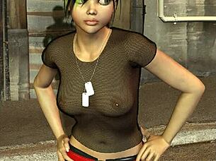 3d shemale in miniskirt and boots ready to party