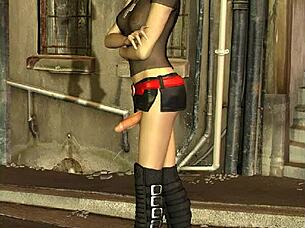 3d shemale in miniskirt and boots ready to party