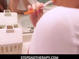 maya kendrick, the redhead teen, gets busy on cam sucking huge thick cock in stepdad therapy