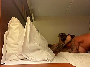 Wife Deep Throats Monster Cock in Hotel Room with Big Tits Sucking