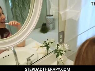 maya kendrick, the redhead teen, gets busy on cam sucking huge thick cock in stepdad therapy