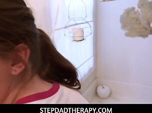 maya kendrick, the redhead teen, gets busy on cam sucking huge thick cock in stepdad therapy