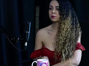 Charllottye in sheer red lingerie for the camera