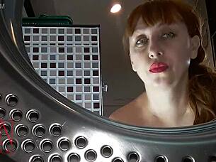 Submissive Housewife Dominated and Fucked Roughly in Laundry Room Washing Machine