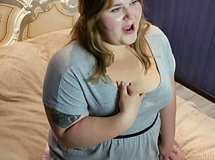 cute chubby stepsister in rose bra swallows hard cock deep and takes cumshot first time