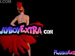 Skinny Big Boobed Blonde Milf Miranda Shining In Slutty Burlesque Costume