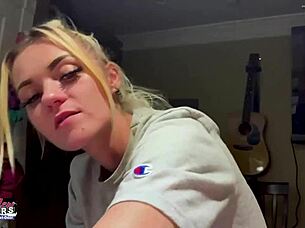 petite mature blonde sassy rubs nipples and fingers twat 😍